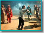 Movement coach Lorin Eric Salm coaching actors on set.